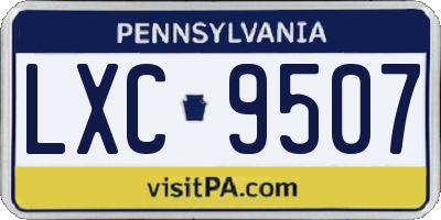 PA license plate LXC9507