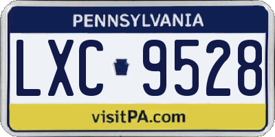 PA license plate LXC9528