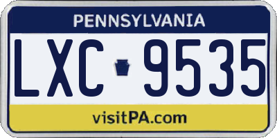 PA license plate LXC9535