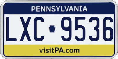 PA license plate LXC9536