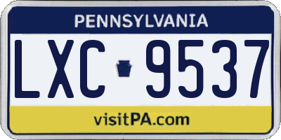 PA license plate LXC9537