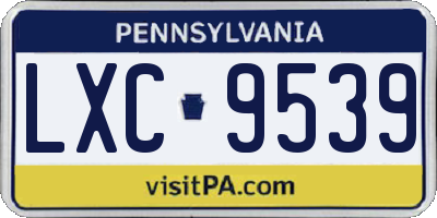 PA license plate LXC9539