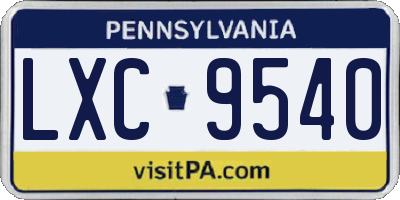 PA license plate LXC9540