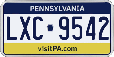 PA license plate LXC9542