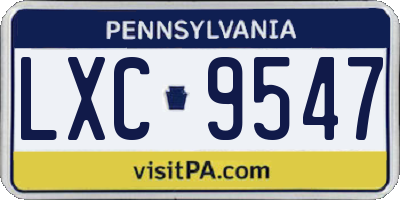 PA license plate LXC9547