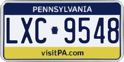 PA license plate LXC9548