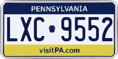 PA license plate LXC9552