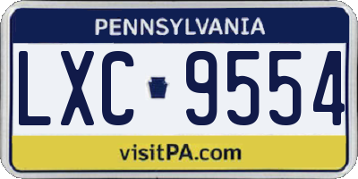 PA license plate LXC9554