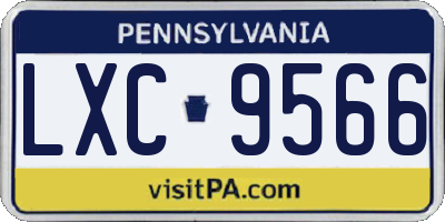 PA license plate LXC9566