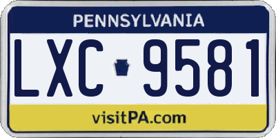 PA license plate LXC9581