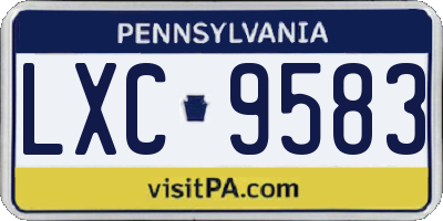 PA license plate LXC9583