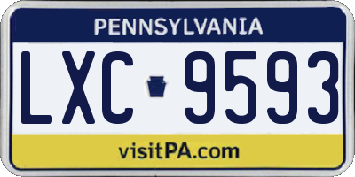PA license plate LXC9593
