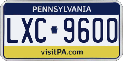 PA license plate LXC9600