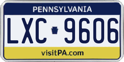 PA license plate LXC9606