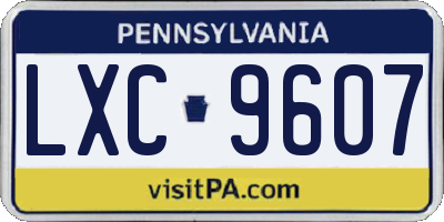 PA license plate LXC9607