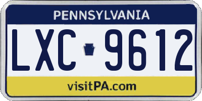 PA license plate LXC9612