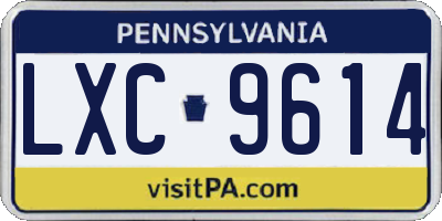 PA license plate LXC9614