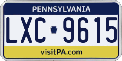 PA license plate LXC9615