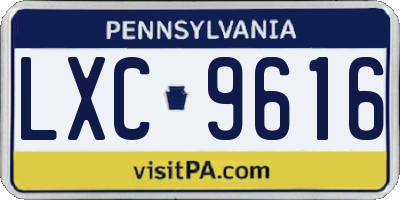 PA license plate LXC9616