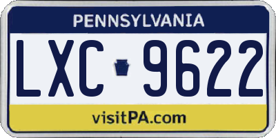 PA license plate LXC9622