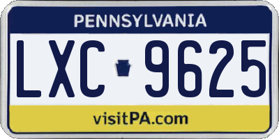 PA license plate LXC9625