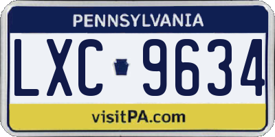PA license plate LXC9634