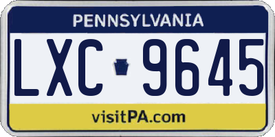PA license plate LXC9645