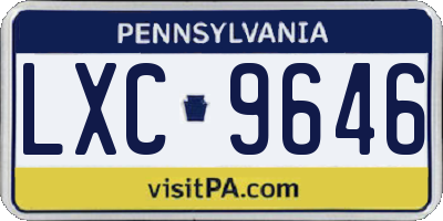PA license plate LXC9646