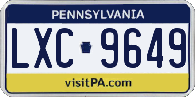 PA license plate LXC9649