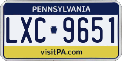 PA license plate LXC9651