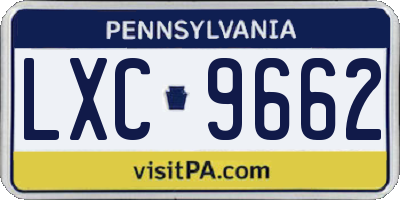 PA license plate LXC9662