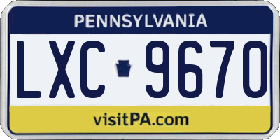 PA license plate LXC9670