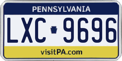 PA license plate LXC9696