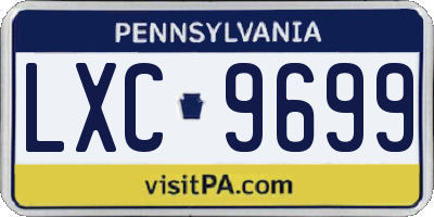 PA license plate LXC9699