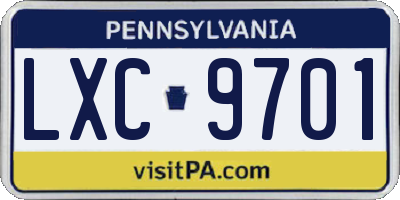 PA license plate LXC9701