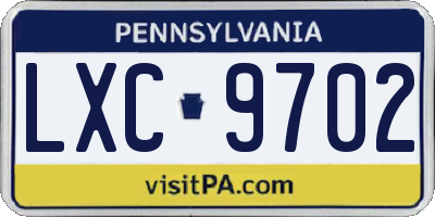 PA license plate LXC9702