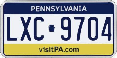 PA license plate LXC9704