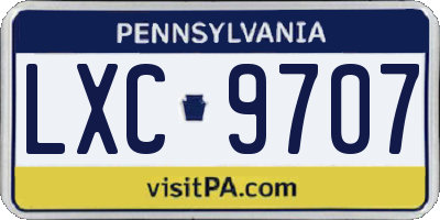 PA license plate LXC9707