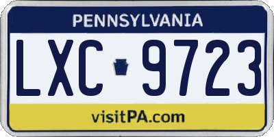PA license plate LXC9723