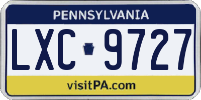 PA license plate LXC9727
