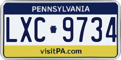 PA license plate LXC9734