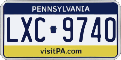 PA license plate LXC9740