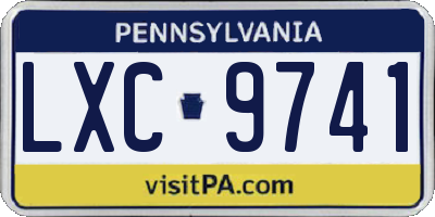 PA license plate LXC9741