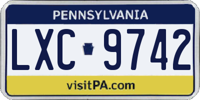 PA license plate LXC9742