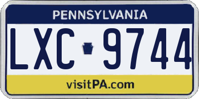 PA license plate LXC9744