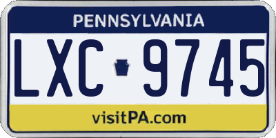 PA license plate LXC9745