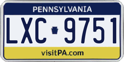 PA license plate LXC9751