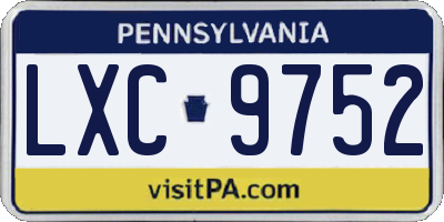 PA license plate LXC9752