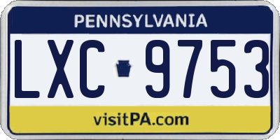 PA license plate LXC9753