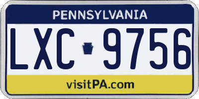 PA license plate LXC9756
